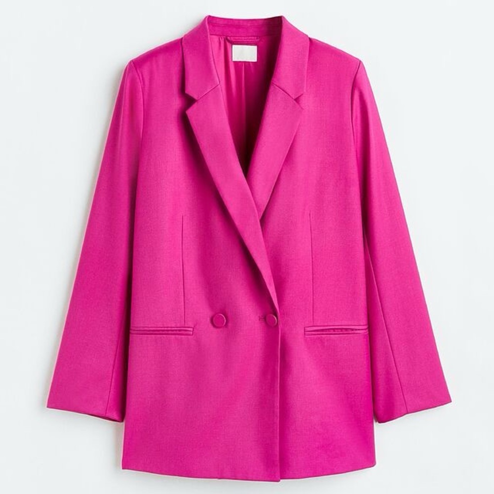 H&M Double Breasted Blazer, Size S, Color Pink.